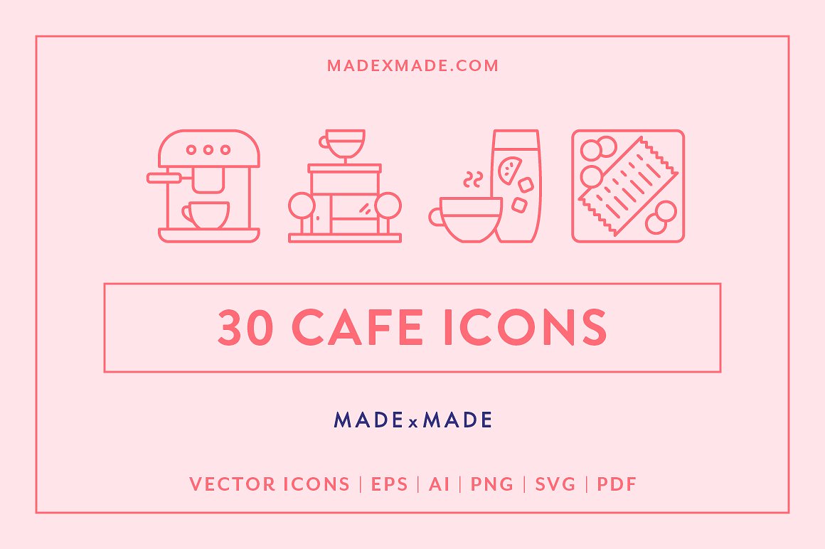咖啡主题线稿图标合集包 Line Icons – Cafe