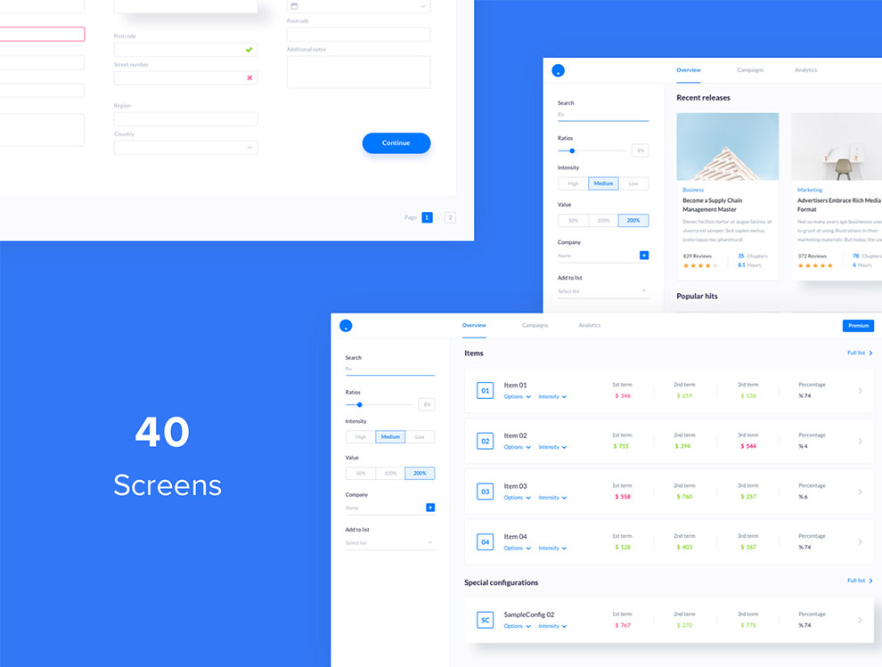 Web Dashboard UI Kit40个仪表板网页设计