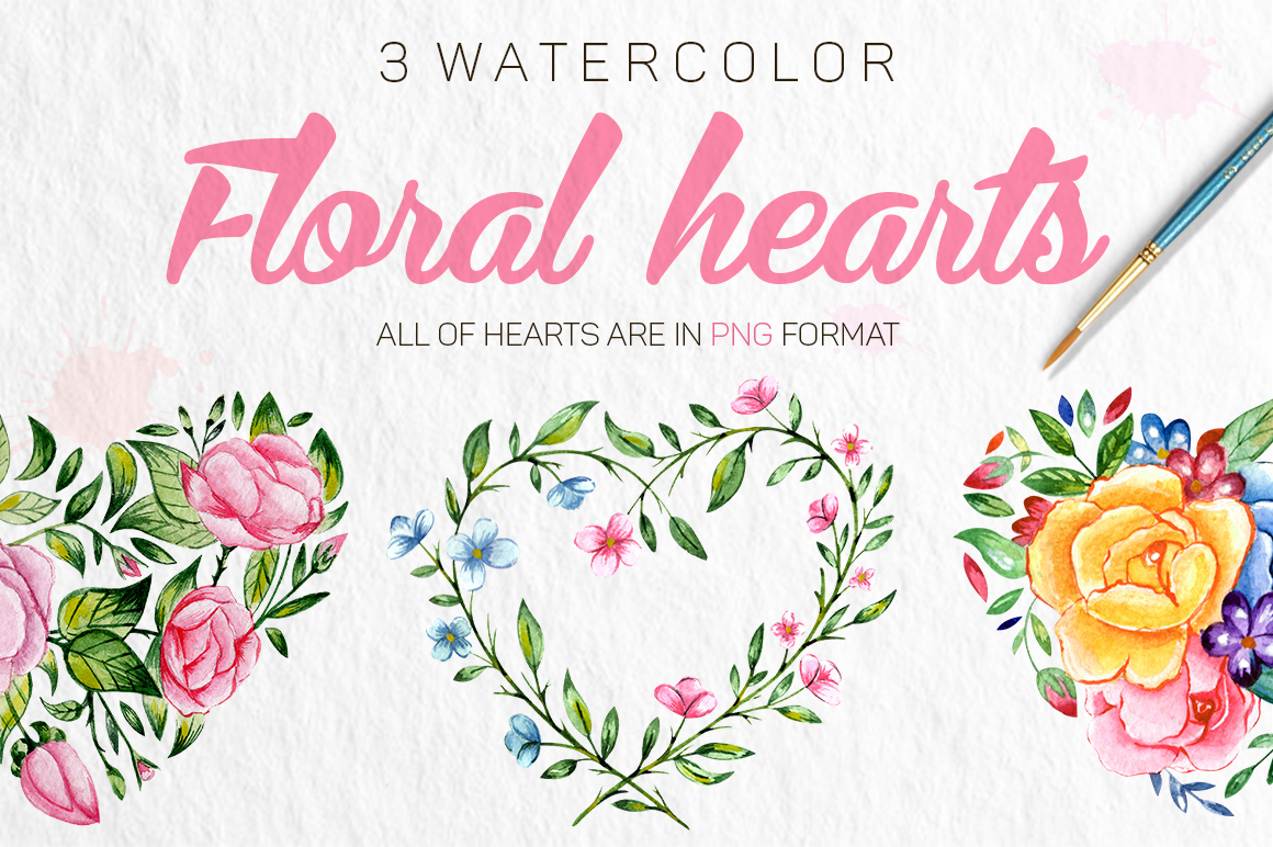 高品质的水彩花卉PNG免扣元素及无缝图案 Romantic