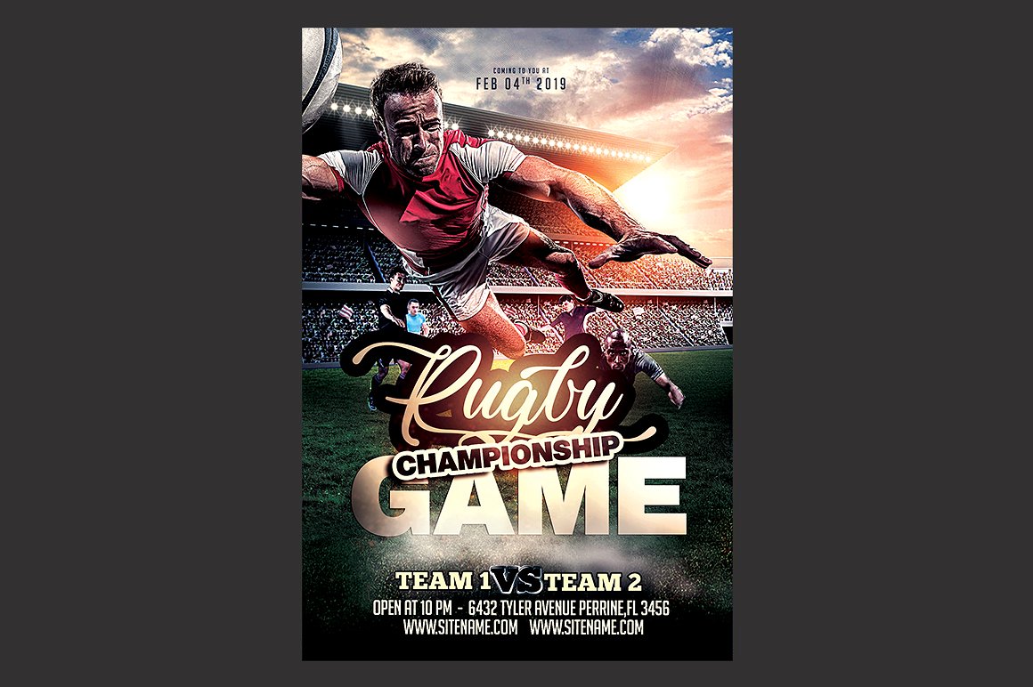 橄榄球赛事宣传海报模板下载Rugby_Flyer