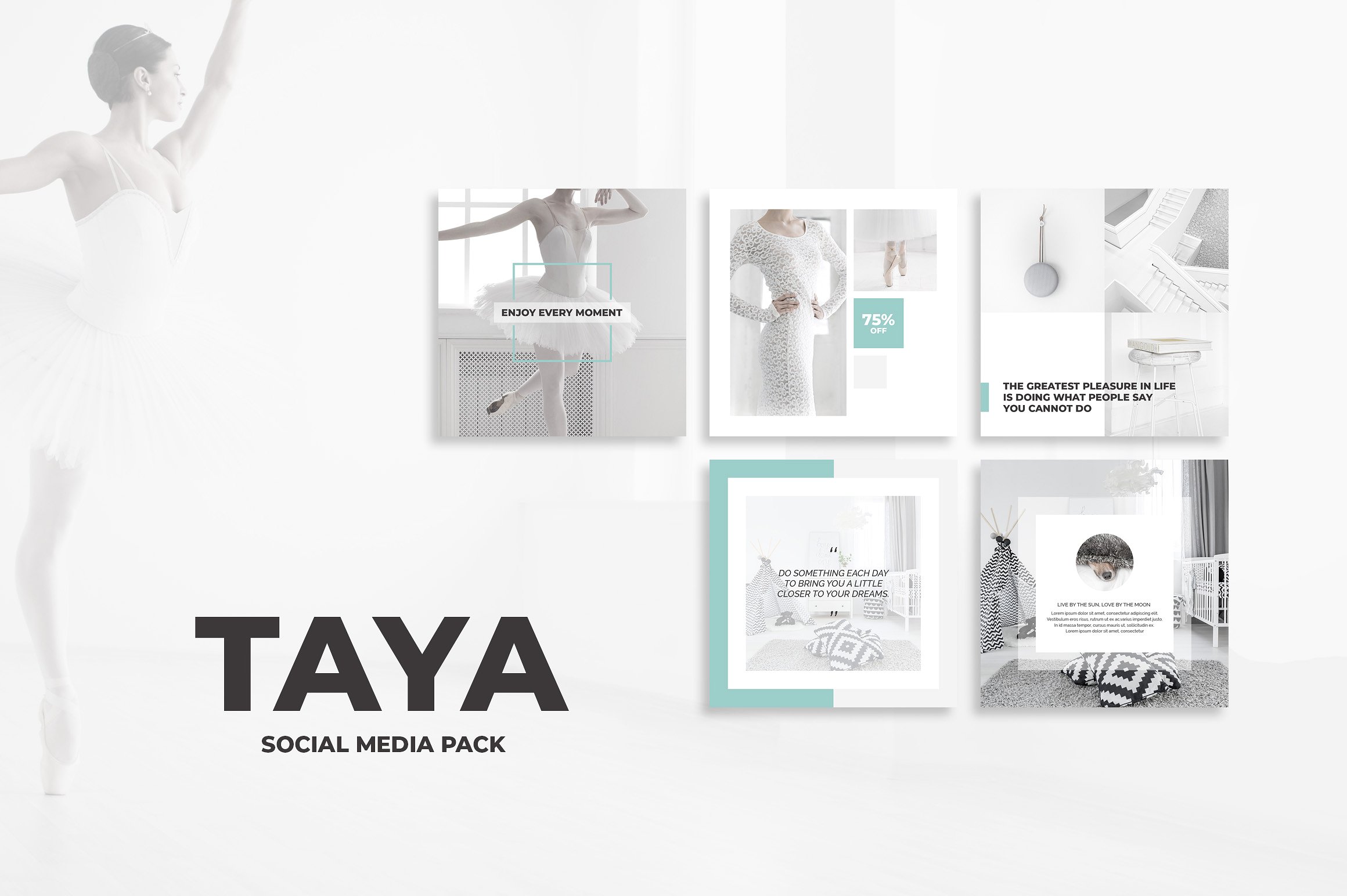 优雅的Taya社交媒体广告模板包Taya Social Me
