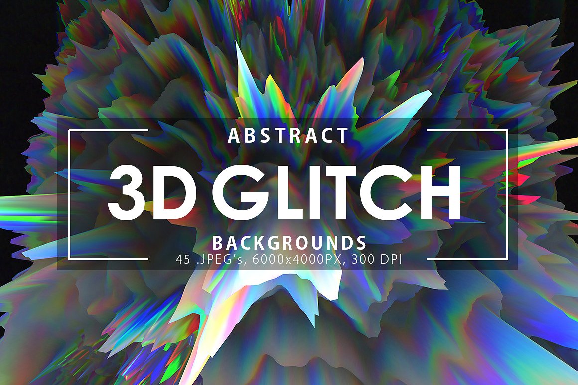 惊艳的三维立体故障特效抽象纹理素材 3D Glitch Ba