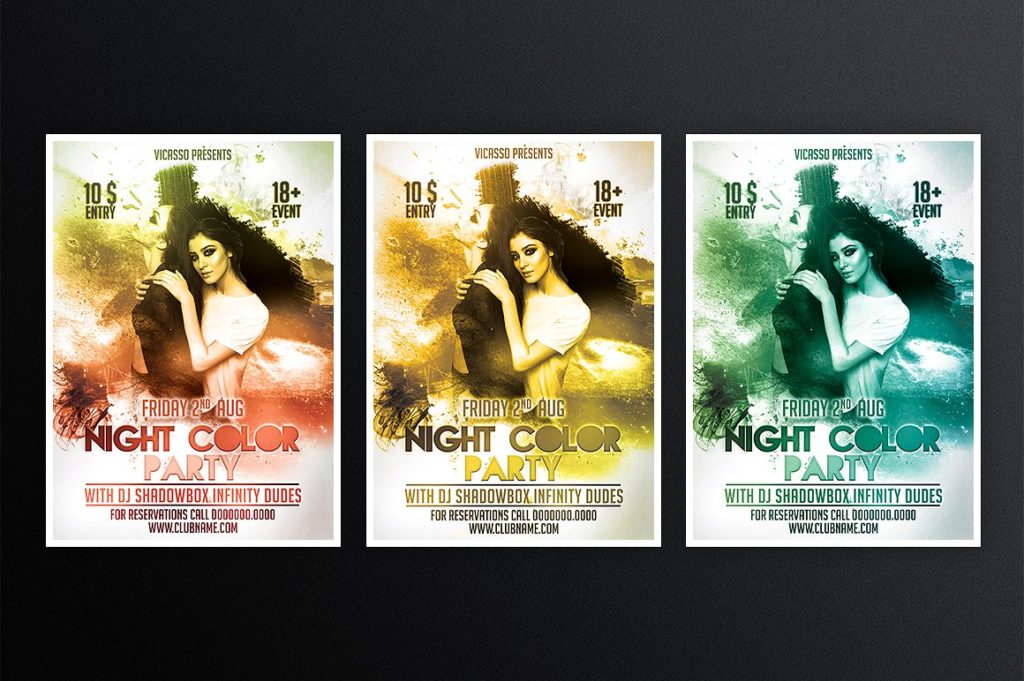 一款夜店酒吧海报模版下载Night Color