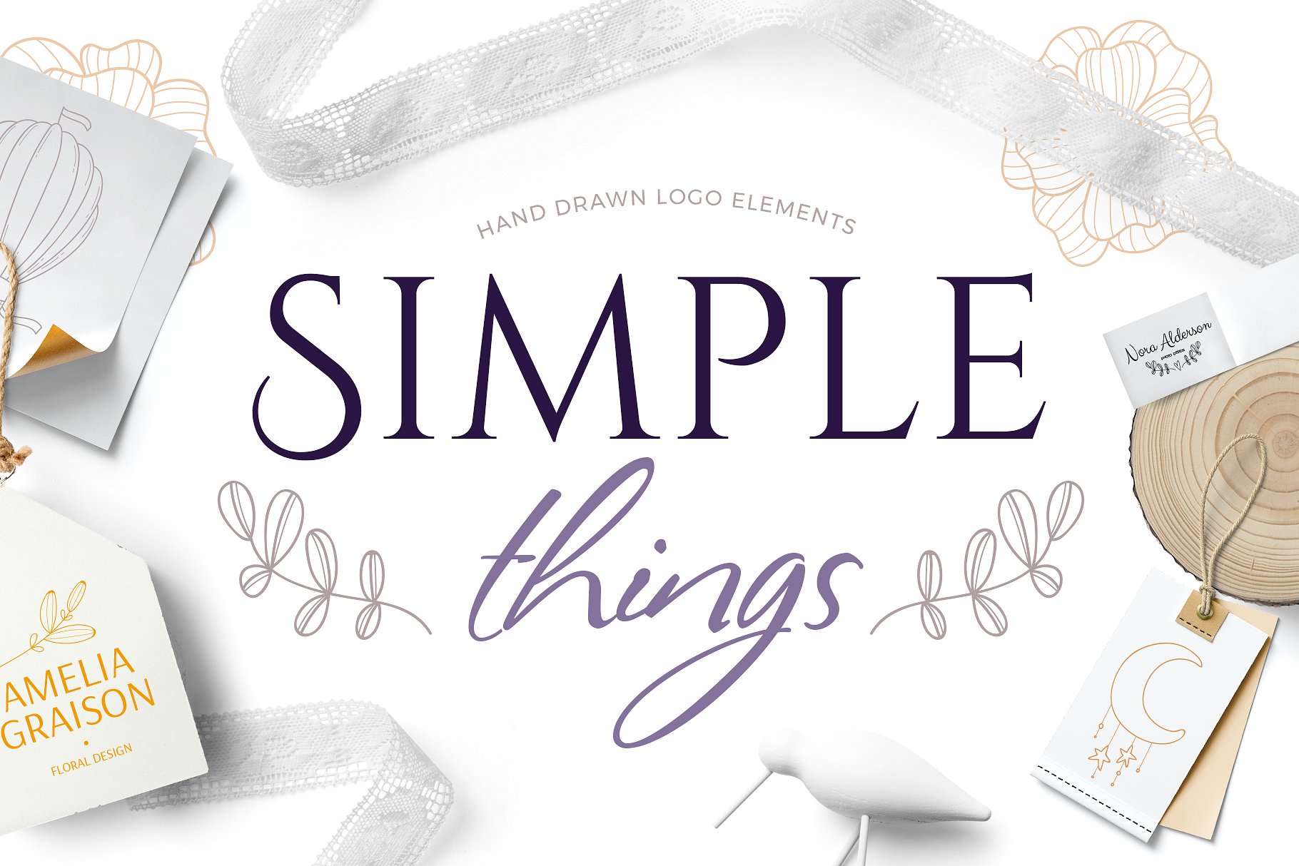 可爱和时尚的品牌素材Simple things brandi