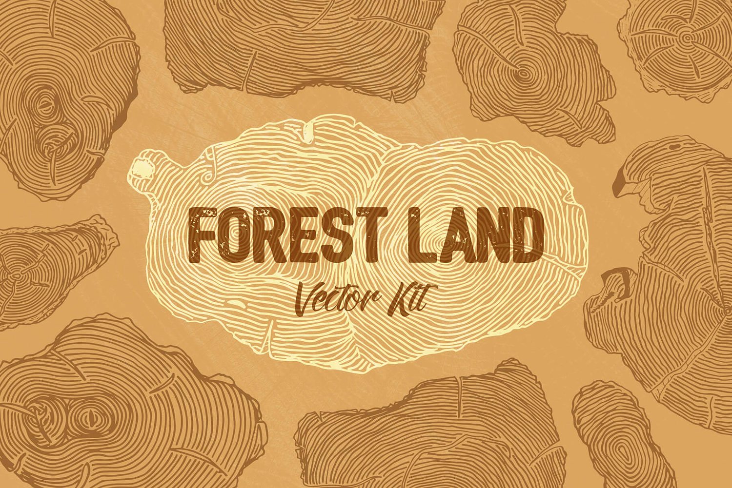 少见的高端矢量森林年轮纹理背景图案大集合Forest Lan