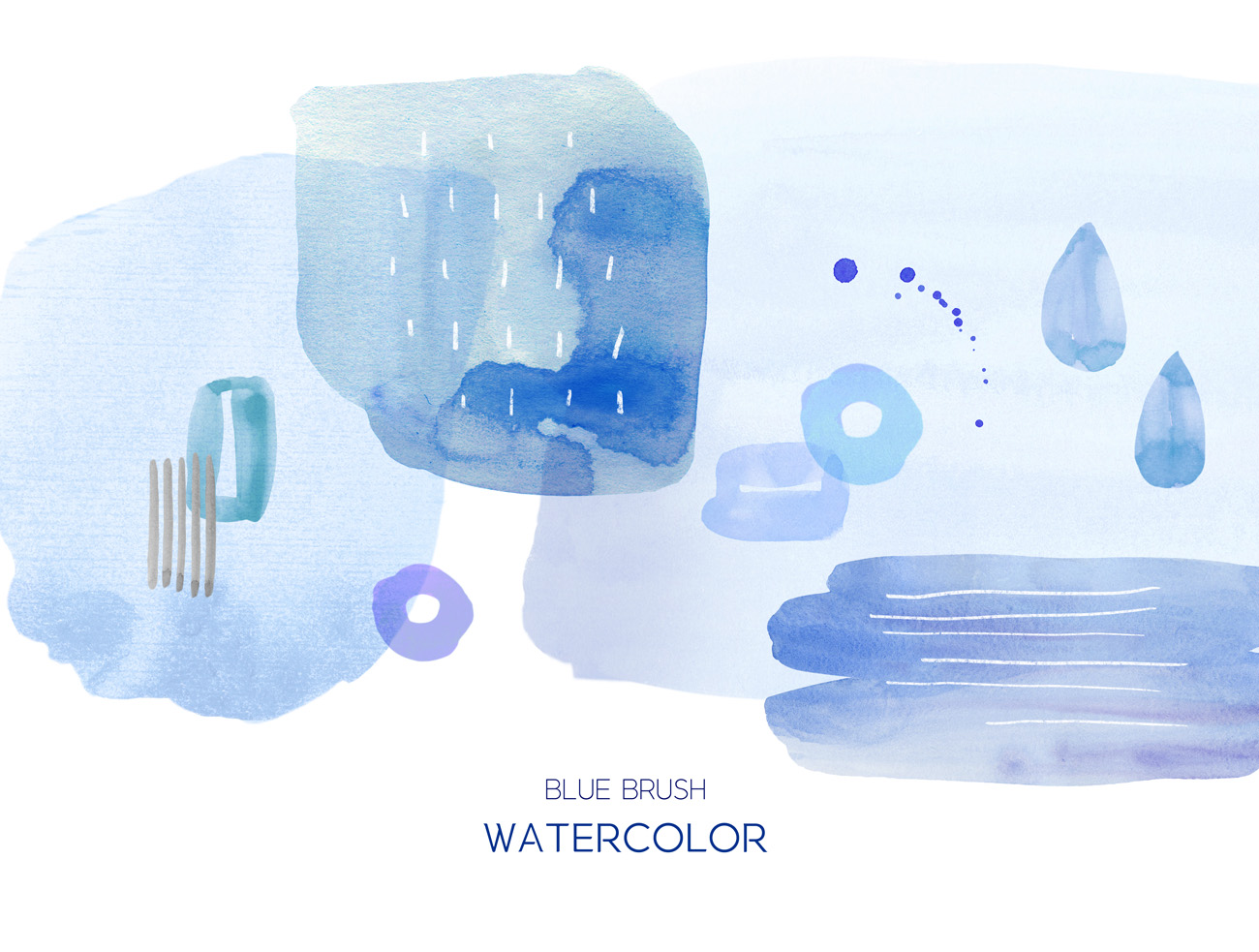 Blue Brush Watercolor 蓝色抽象笔刷墨迹