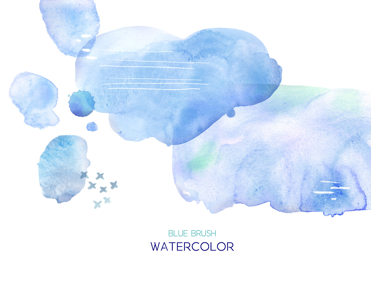 Blue Brush Watercolor 蓝色笔触插图PS