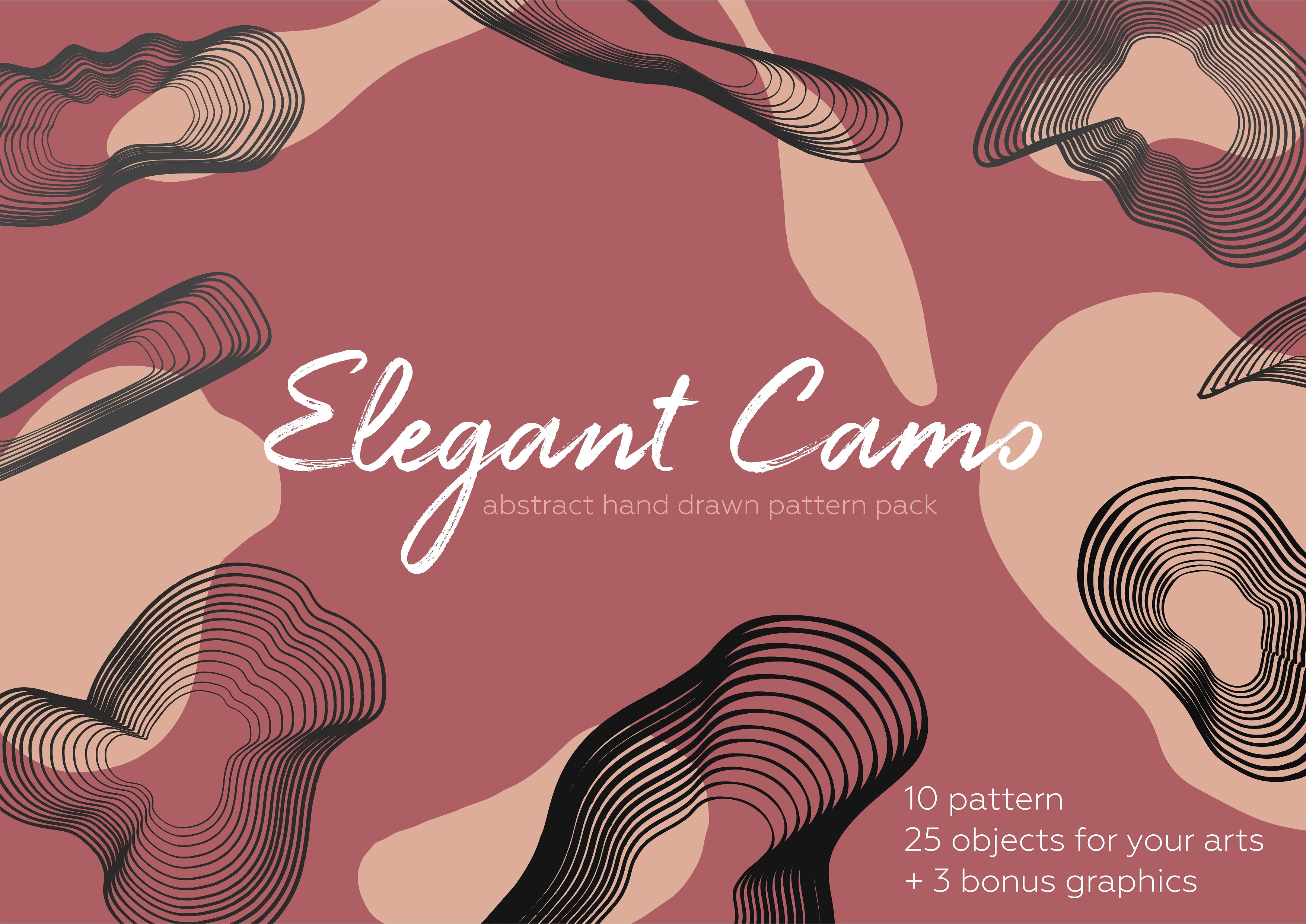 优雅的迷彩抽象图案合集包 Elegant camo. Abs
