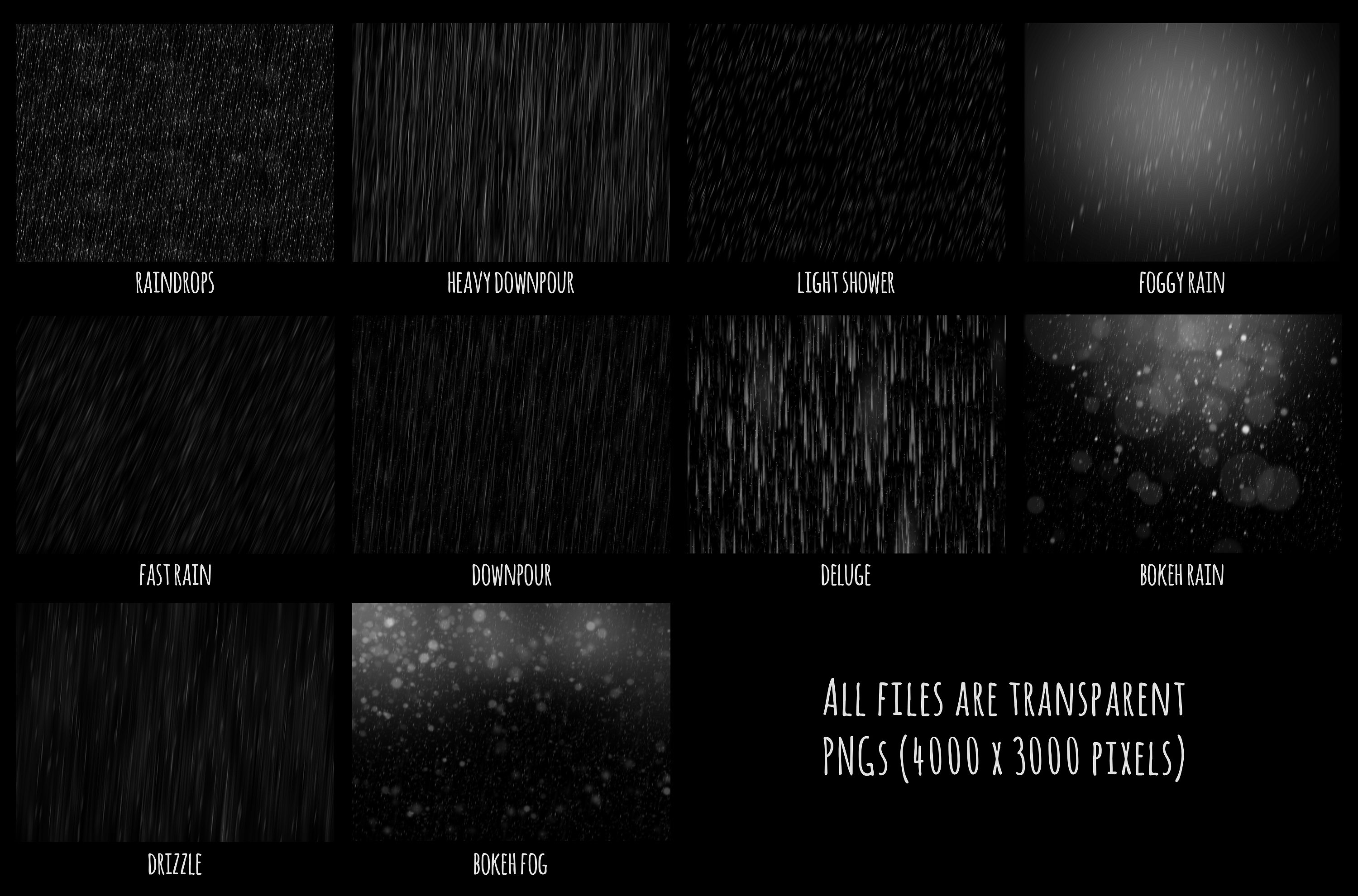逼真的下雨效果透明PNG图片素材Realistic rain