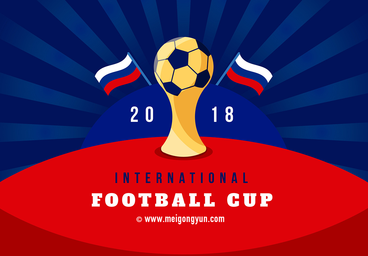 2018俄罗斯世界杯国际足球比赛对阵奖杯海报挂画设计模板ai