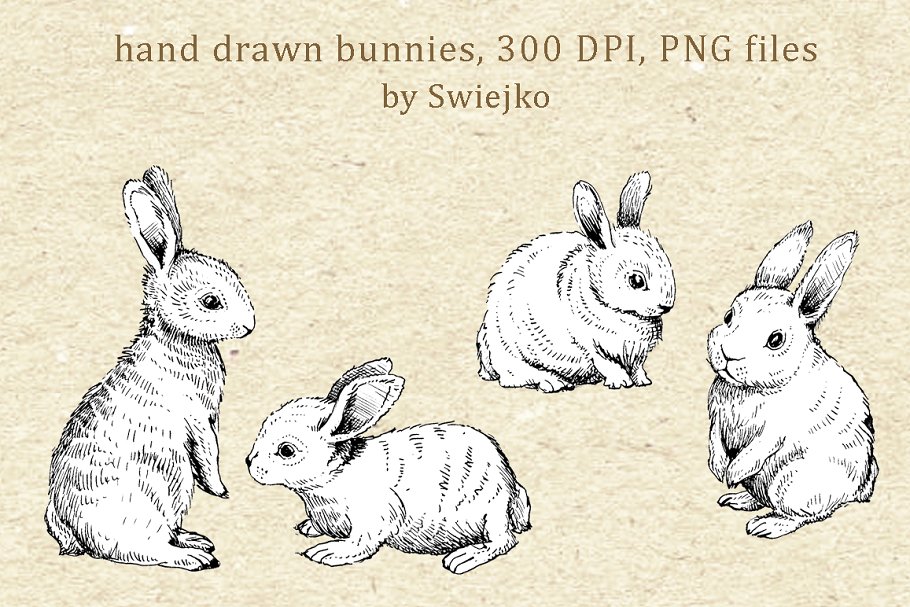 复活节兔子涂鸦包 Easter Bunnies, Doodl