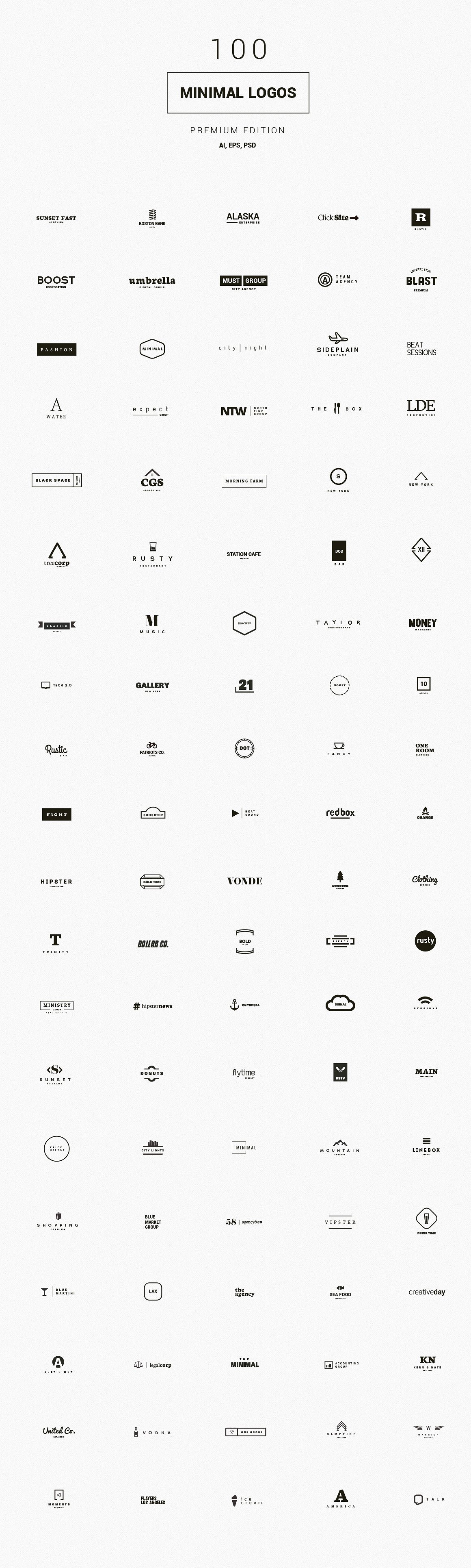 100个高级标志矢量模版素材 Minimal Logos -