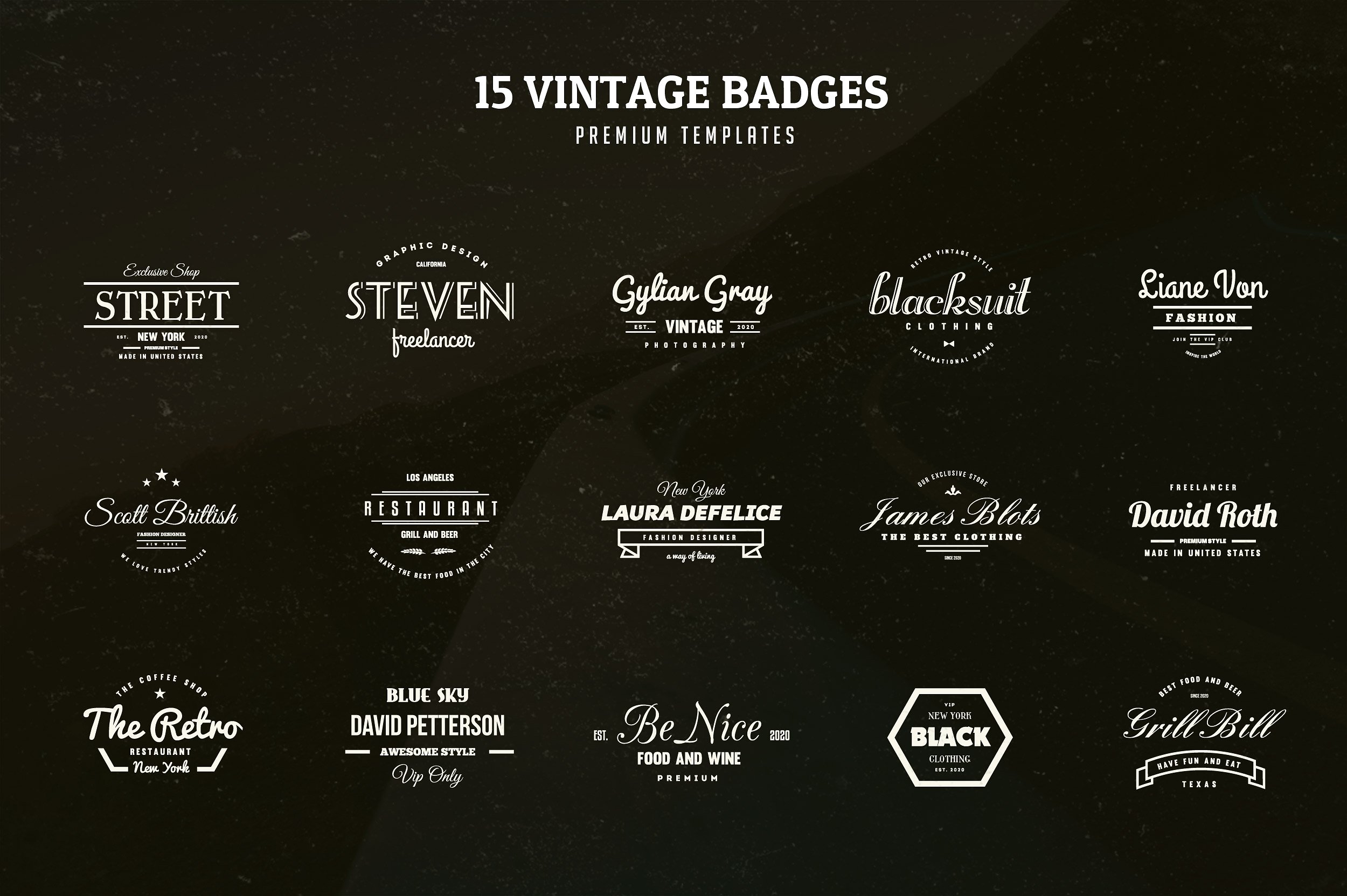 15组复古风格徽章商标模版素材 Vintage Logos