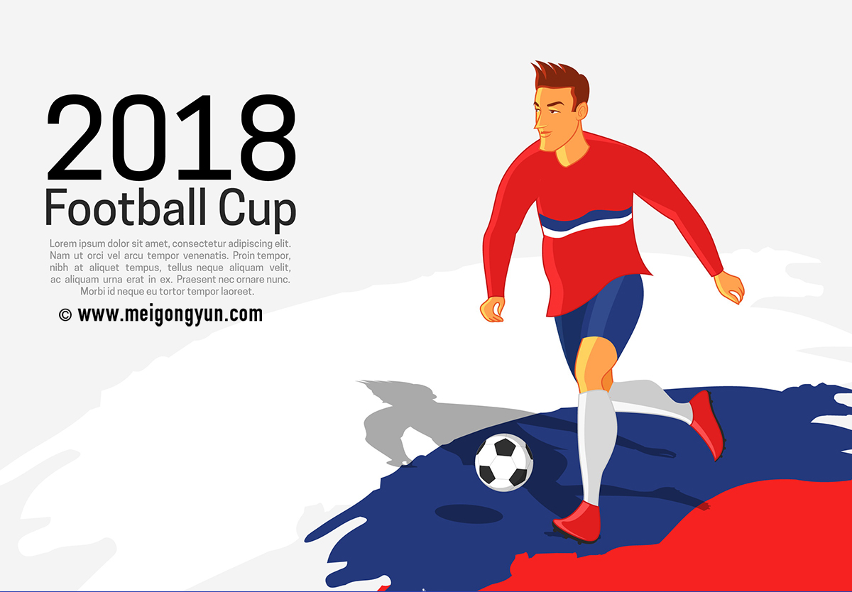 2018俄罗斯世界杯国际足球比赛卡通海报挂画设计模板ai E