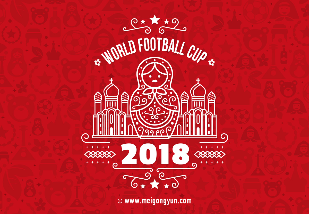 2018俄罗斯世界杯国际足球比赛海报挂画设计模板EPS矢量素