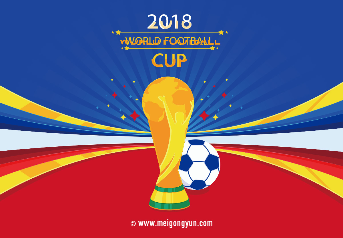 2018俄罗斯世界杯国际足球比赛奖杯海报挂画设计模板EPS矢