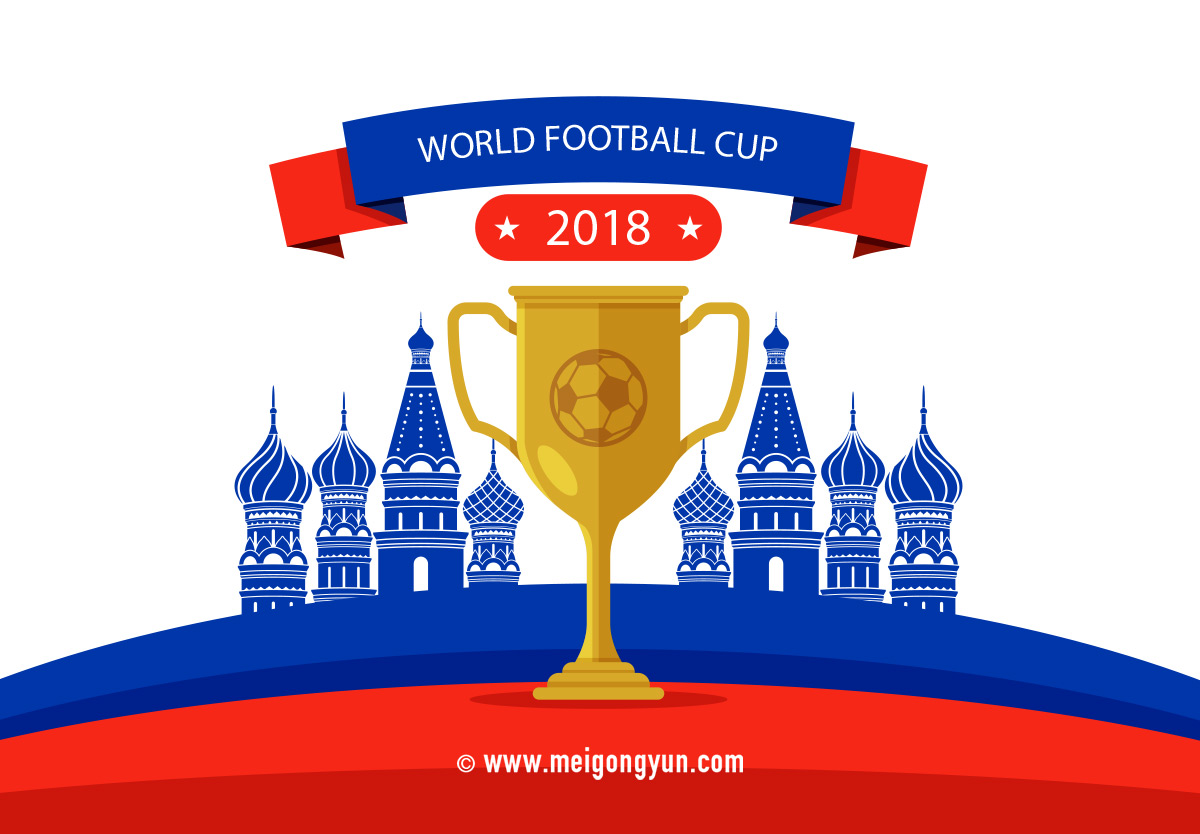 2018俄罗斯世界杯国际足球比赛奖杯海报挂画设计模板AI矢量