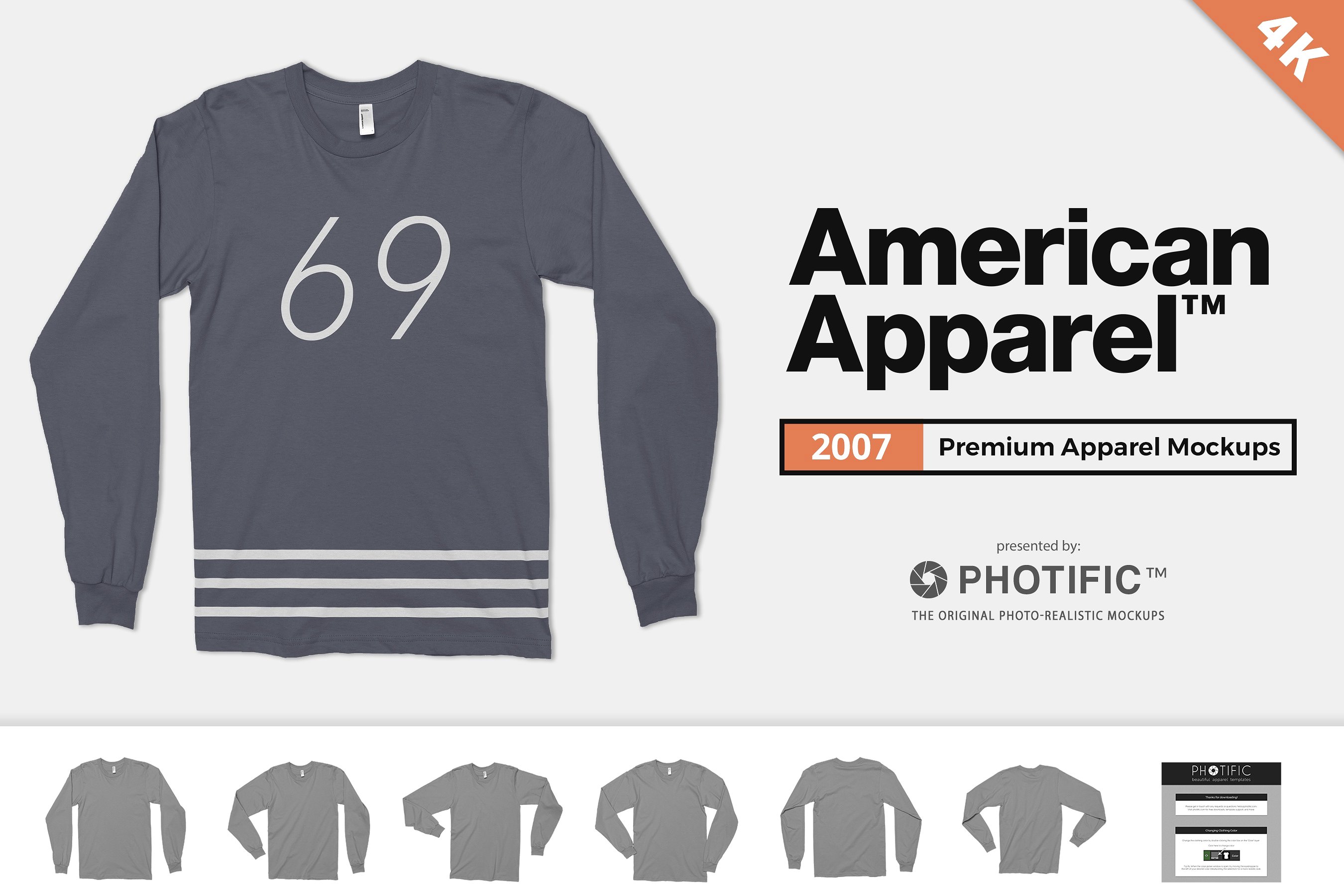 美式长袖T恤4K高清服饰贴图展示样机模版 American