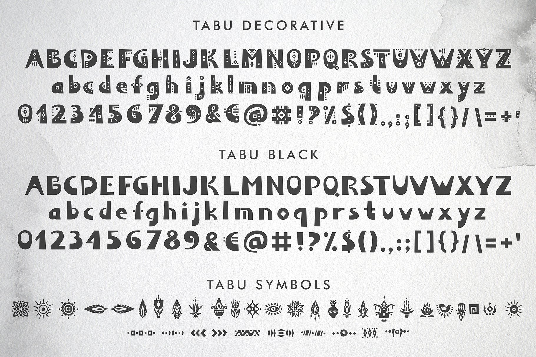 非常有民间部落气息的图案装饰英文字体 Tabu - Trib