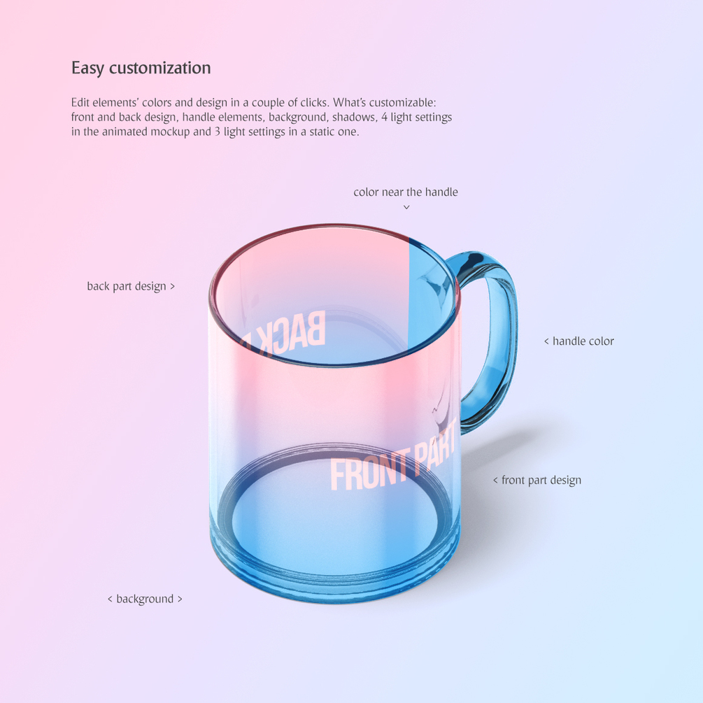 玻璃杯旋转动画PSD样机模版 Glass Mug Mocku