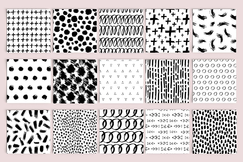 50组手工制作的无缝拼接个性图案 Messy Pattern