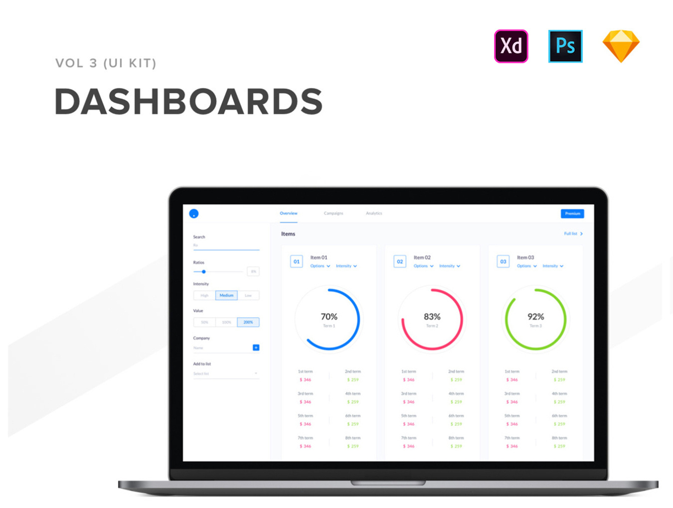 40个干净漂亮的后台管理界面文件工具包 Web SaaS D