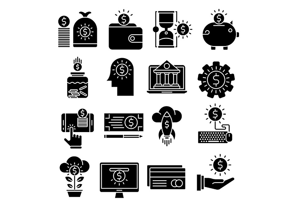 16个金融钱金币类矢量图标集Money Icons