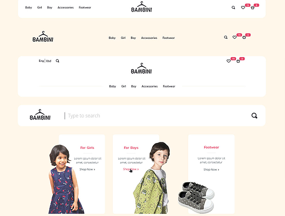 电商淘宝儿童青少年服装网页模板工具包Bambini Web