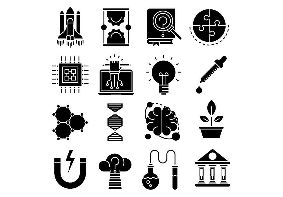 16个科学实验矢量图标集Science Icons