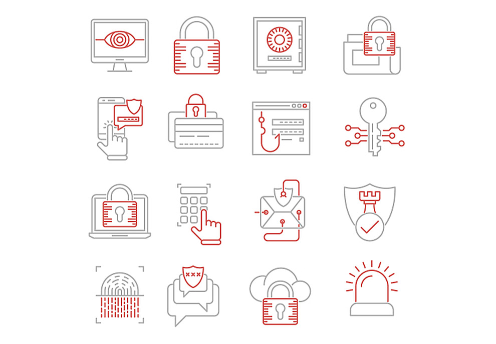 16个安全信号指示矢量图标集Security Icons