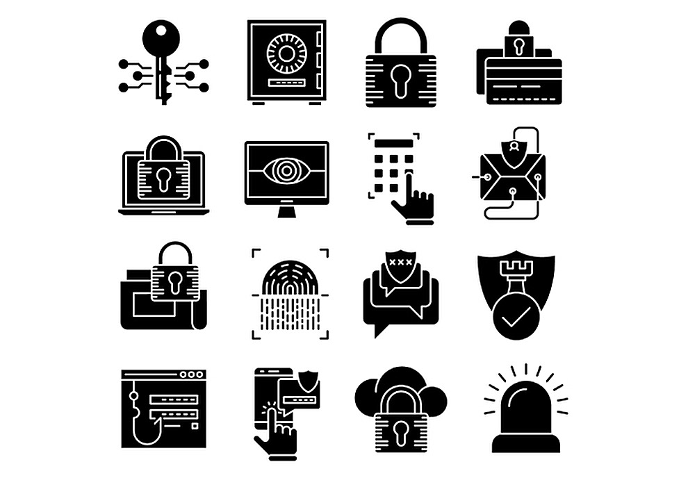 16个安全信号指示矢量图标集Security Icons