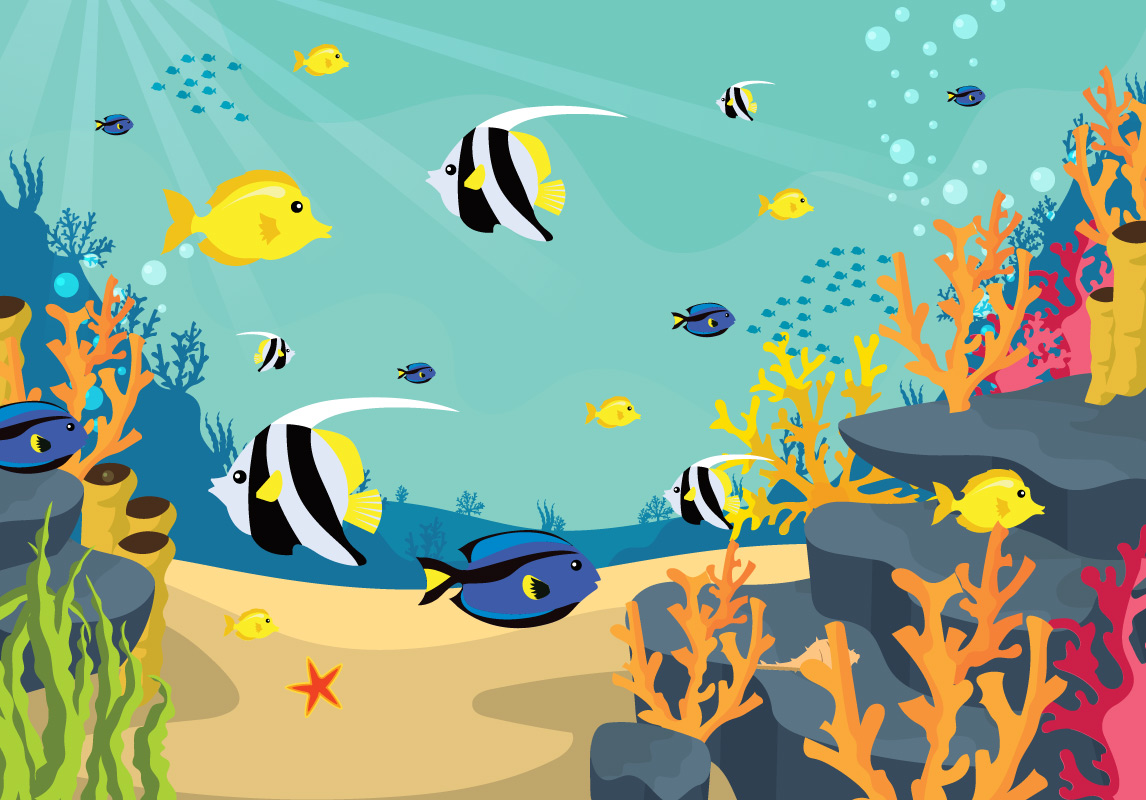 海底世界海洋矢量插图Seabed Illustration