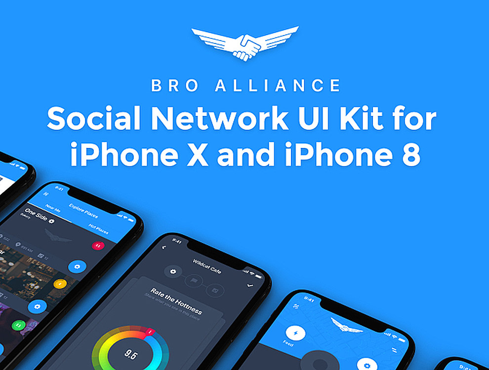 蓝色移动社交网络手机APP工具包Bro Alliance i