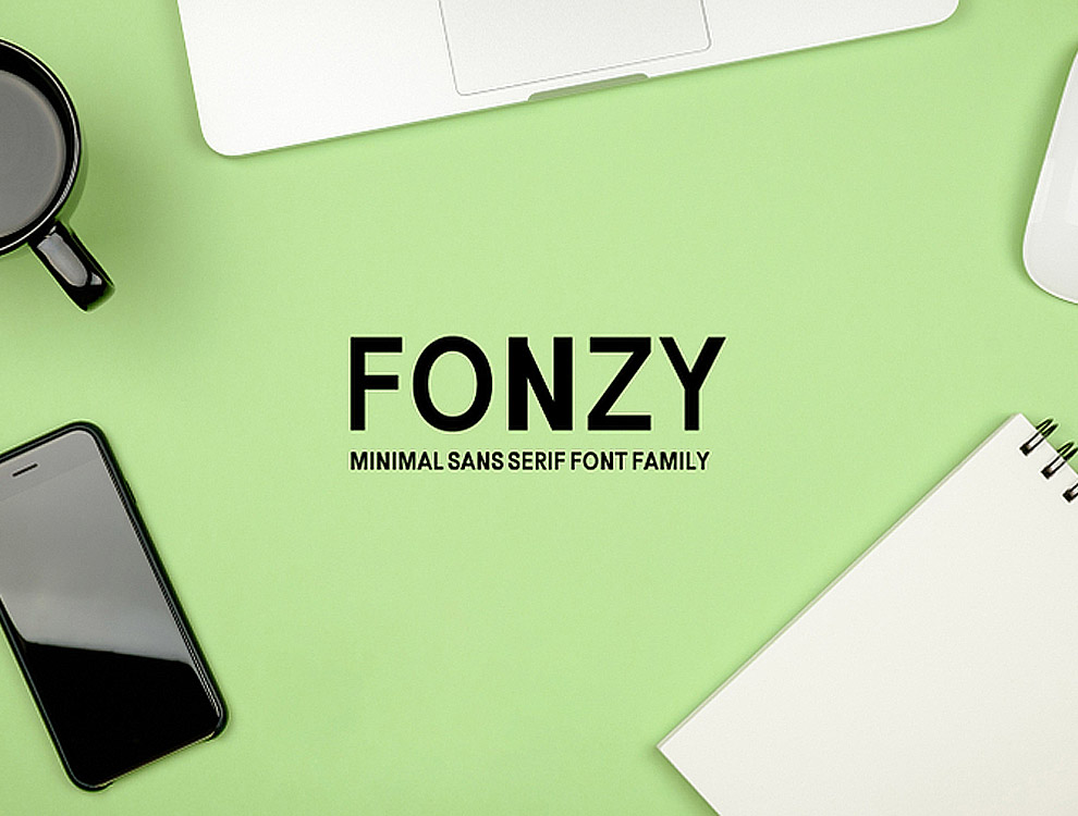 一款干净活力的非衬线英文字体家庭装Fonzy Minimal