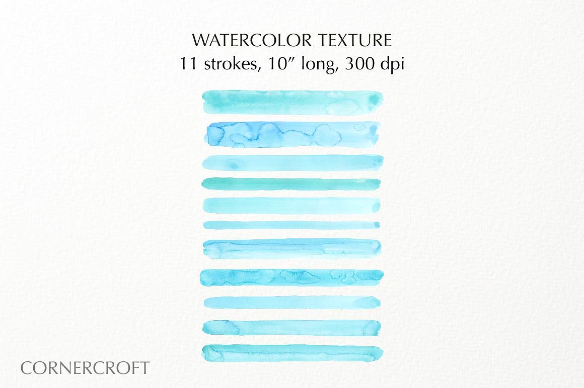 蓝色水彩图案设计素材Watercolor Mint Turq