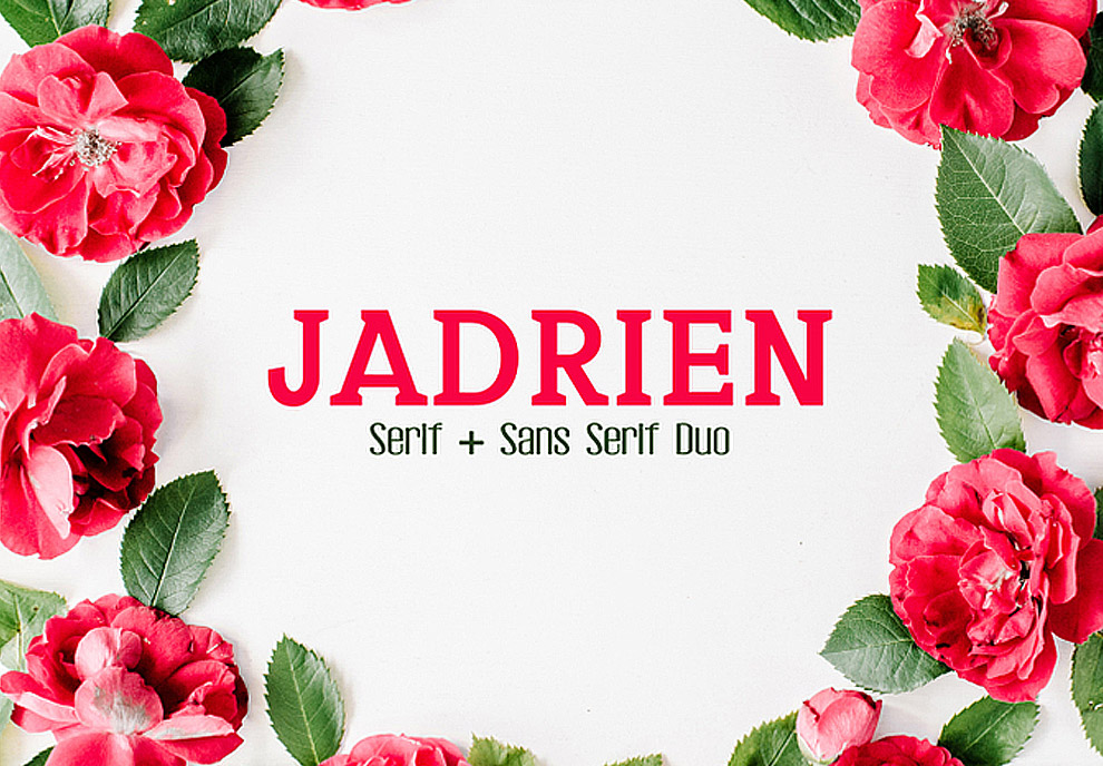 一款引人注目的鲜花婚礼贺卡英文字体Jadrien Duo F