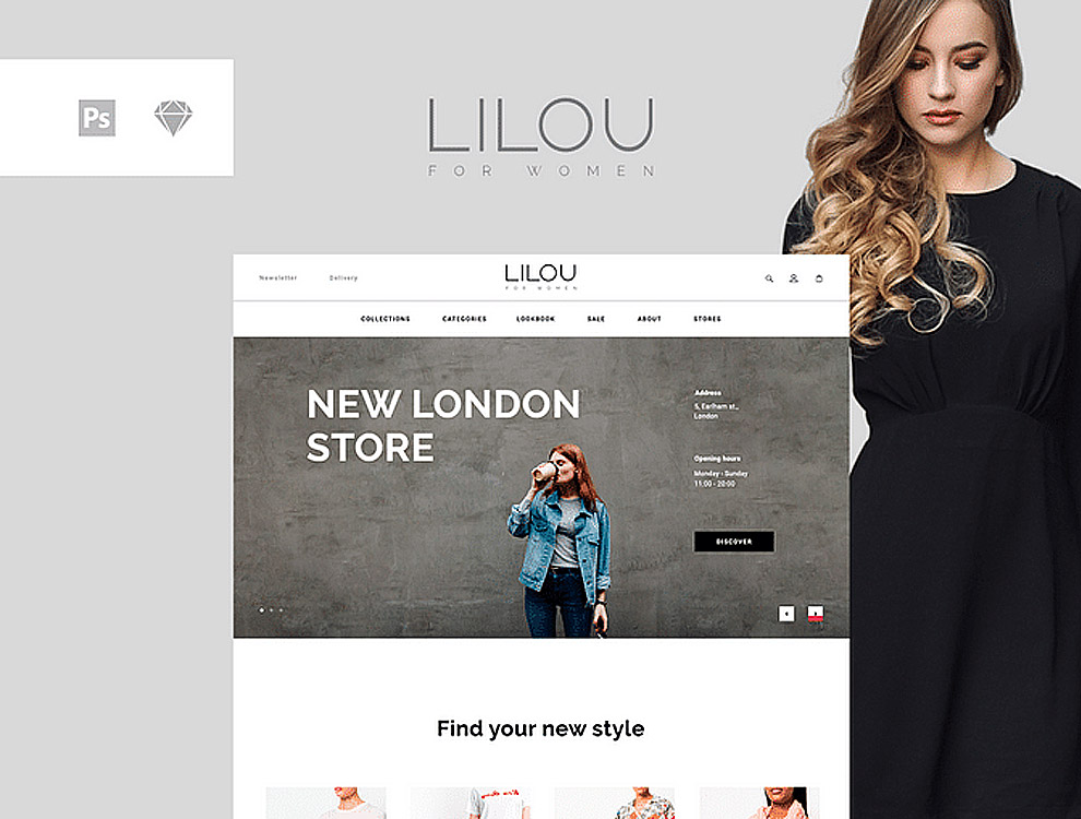 时尚潮流女性服装服饰设计电子商务PSD网页模板Lilou