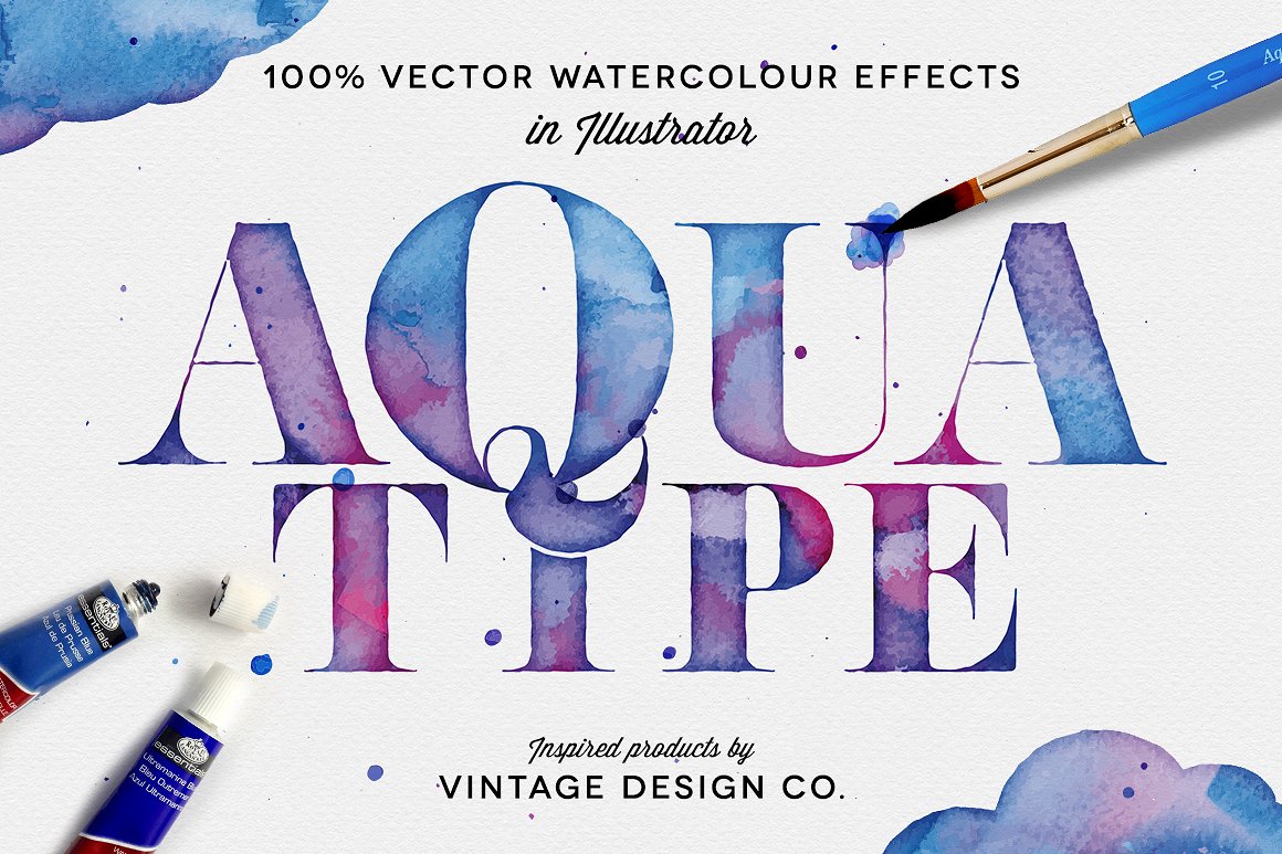 矢量水彩效果AquaType - Vector Waterc