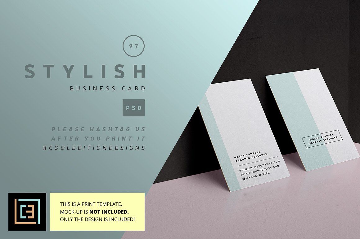 创意简约名片模板设计素材Stylish - Business