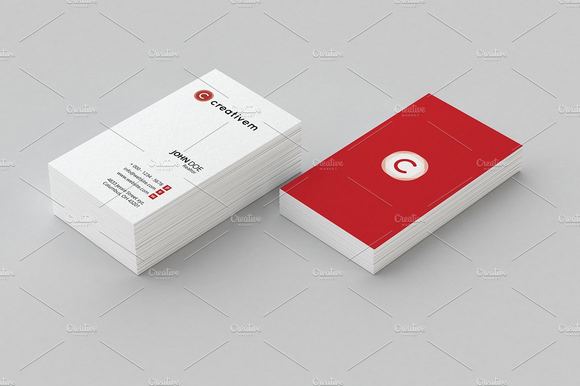 红色简约名片模板设计素材Minimal Business C