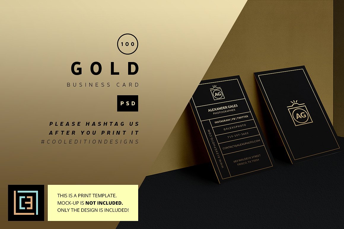 商务名片模板设计素材Gold - Business Card