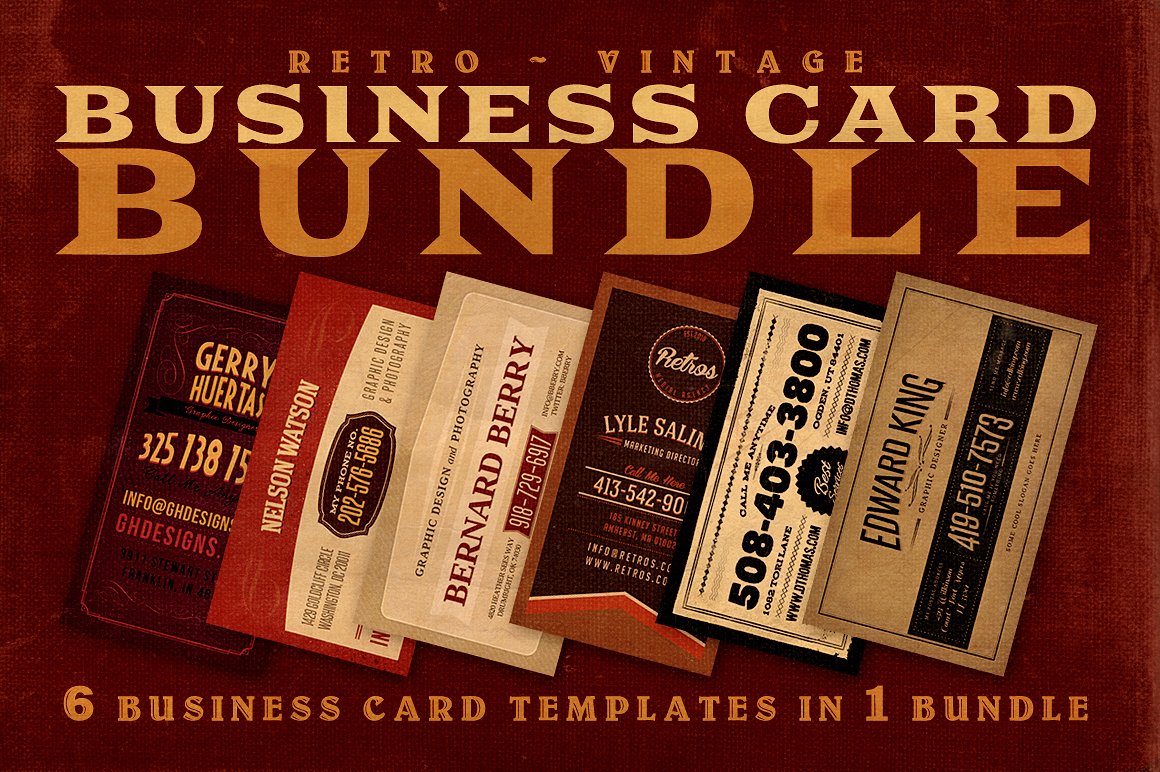 复古风格卡片设计素材6Retro Business Card
