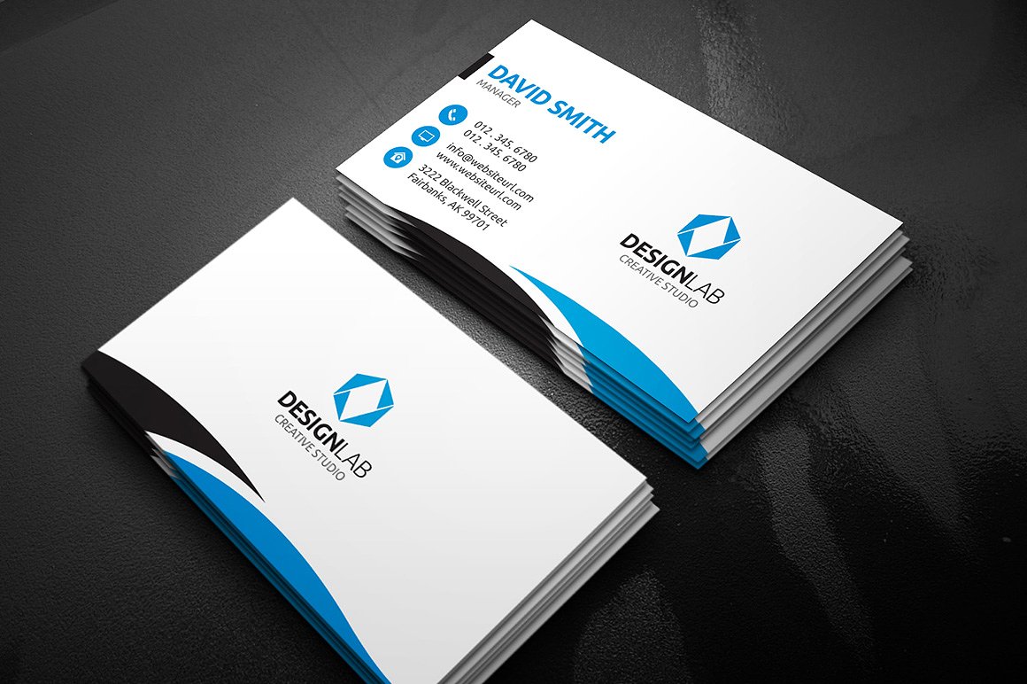 弧线图案商务名片模板Clean Business Card