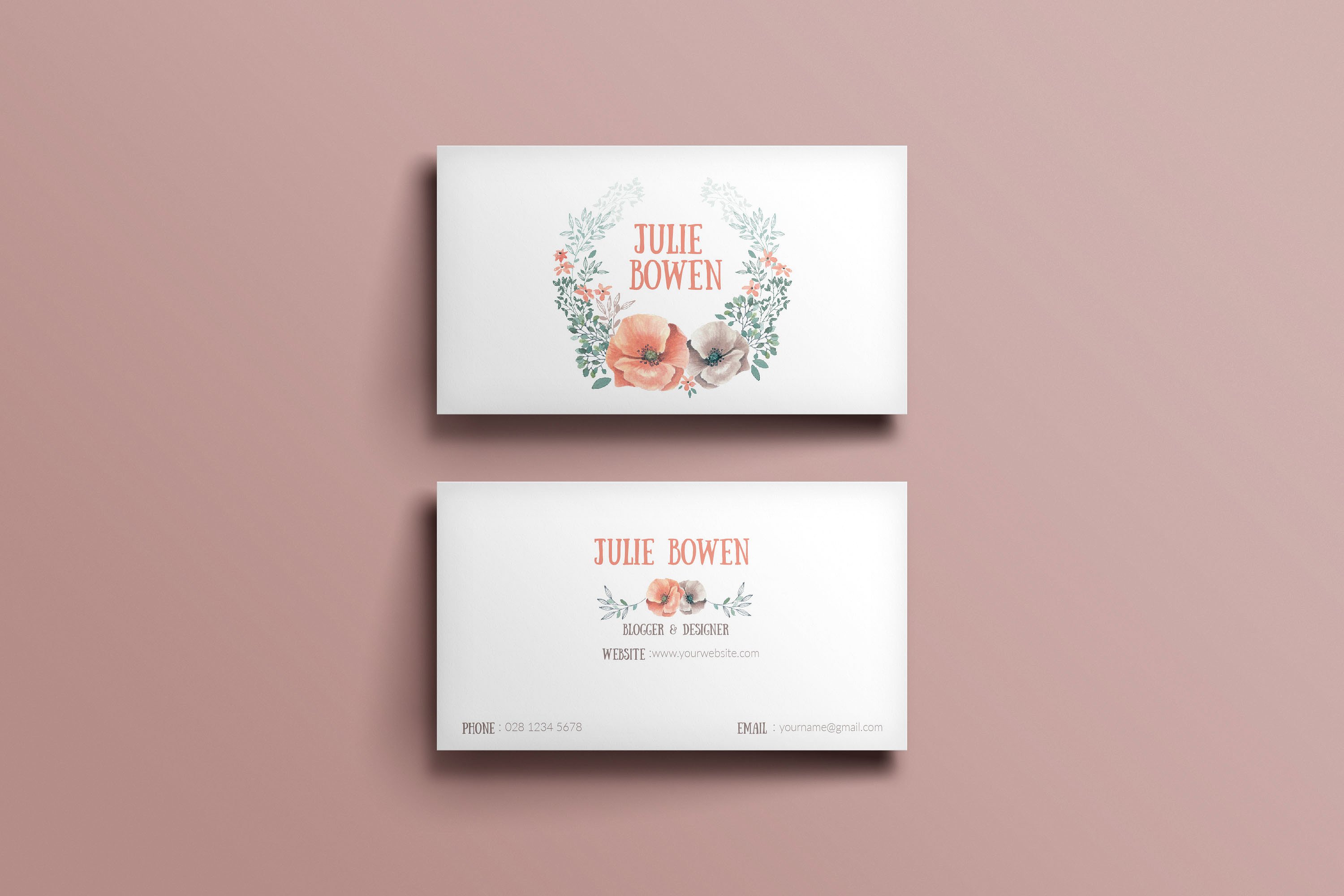 花卉鲜花名片模板Floral business card t