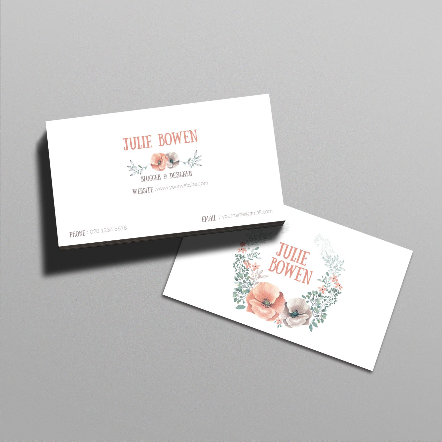 花卉鲜花名片模板Floral business card t