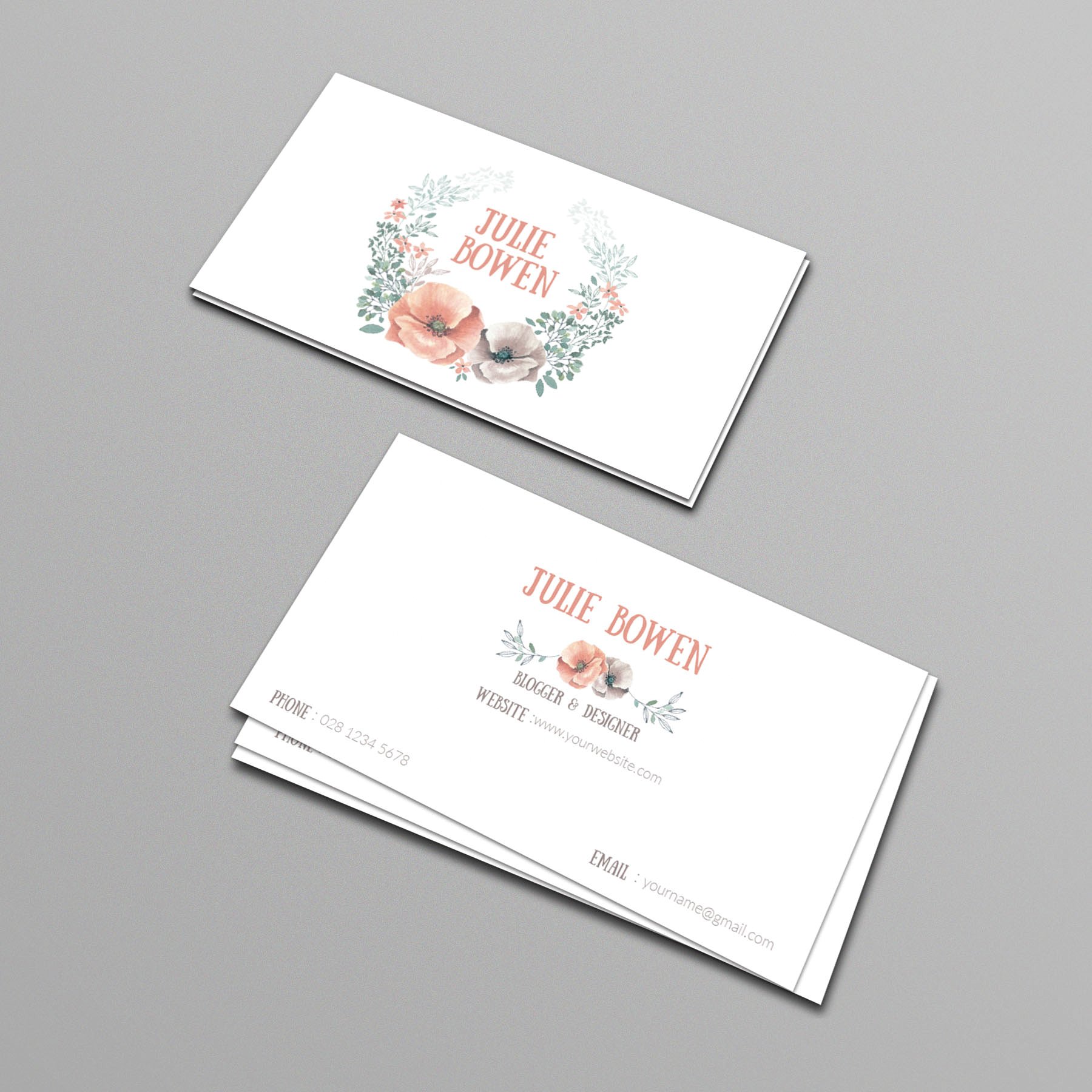 花卉鲜花名片模板Floral business card t