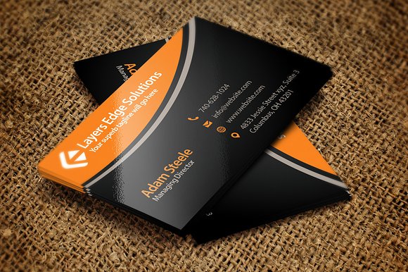 弧线双色名片设计模板Simple Business Card