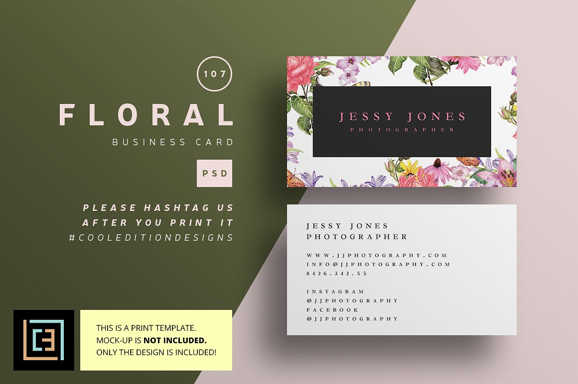 礼品鲜花名片模板Floral - Business Card