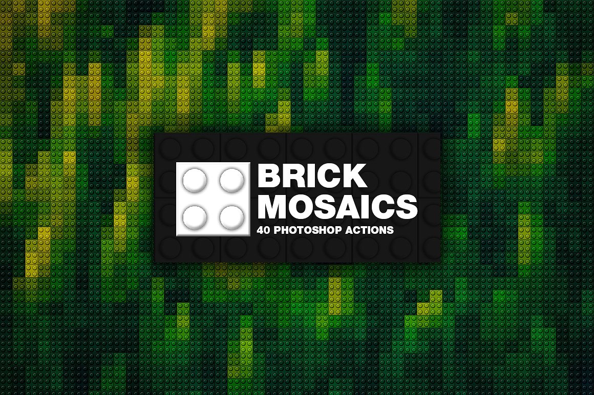 乐高拼图马赛克效果PS动作40 Brick Mosaics