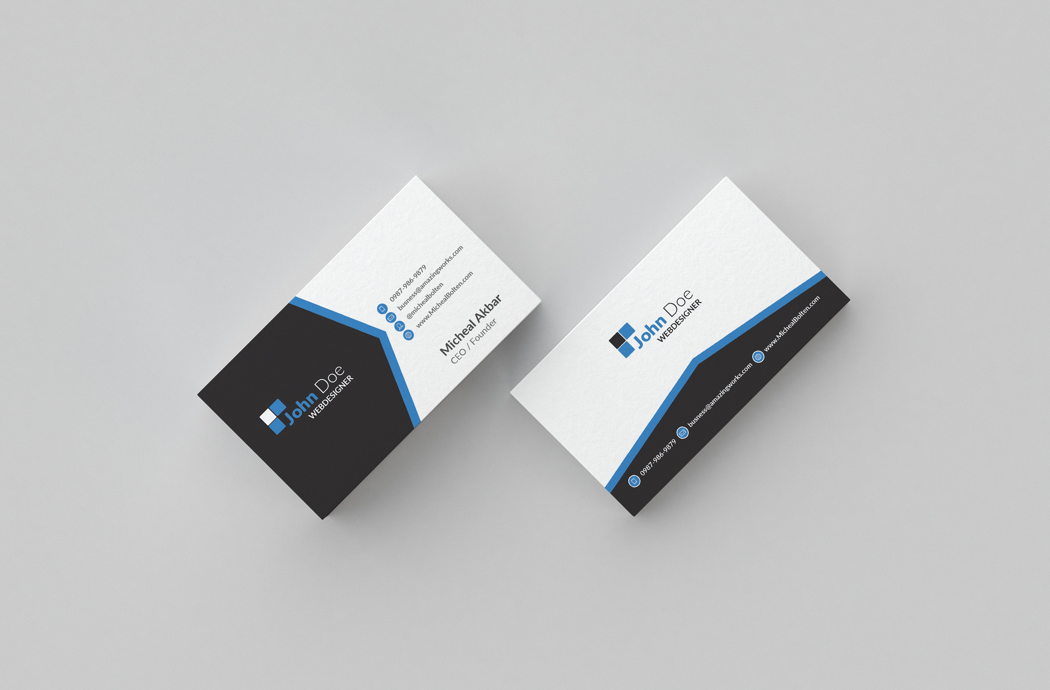 黑白色商务名片设计模板Business Card